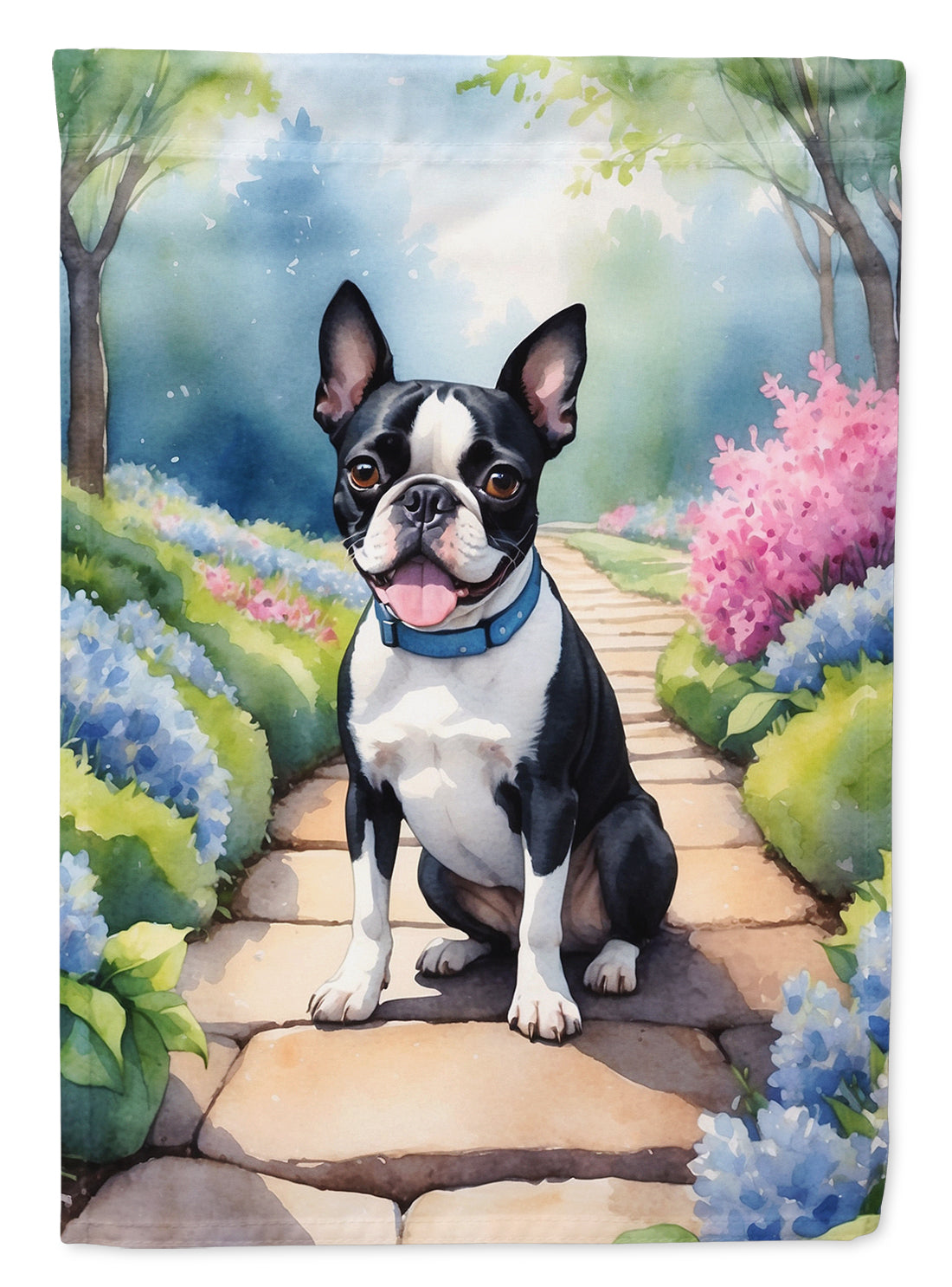 Buy this Boston Terrier Spring Path House Flag