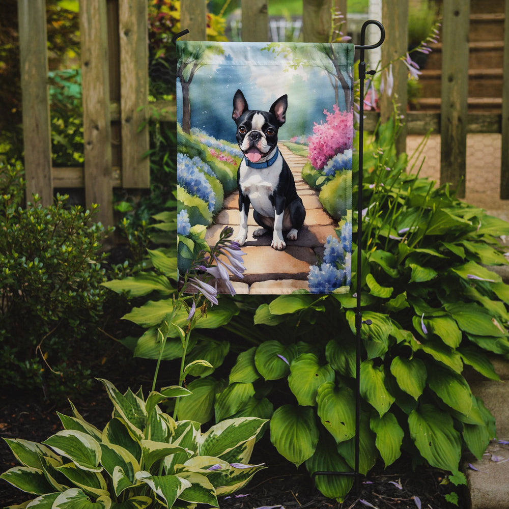 Boston Terrier Spring Path Garden Flag