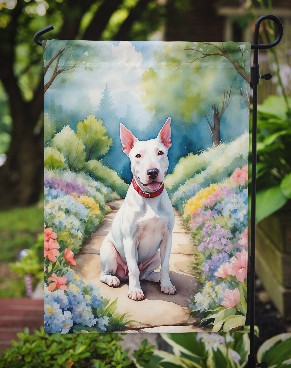 Bull Terrier Spring Path Garden Flag