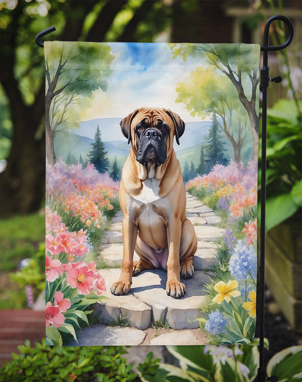 Bullmastiff Spring Path Garden Flag