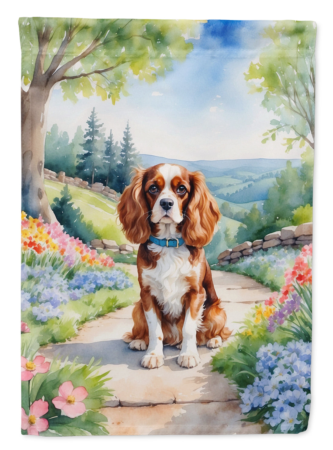 Buy this Cavalier Spaniel Spring Path House Flag