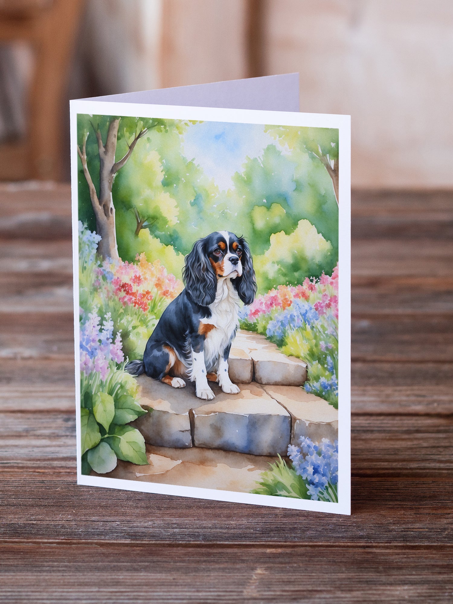 Buy this Cavalier Spaniel Spring Path Greeting Cards Pack of 8