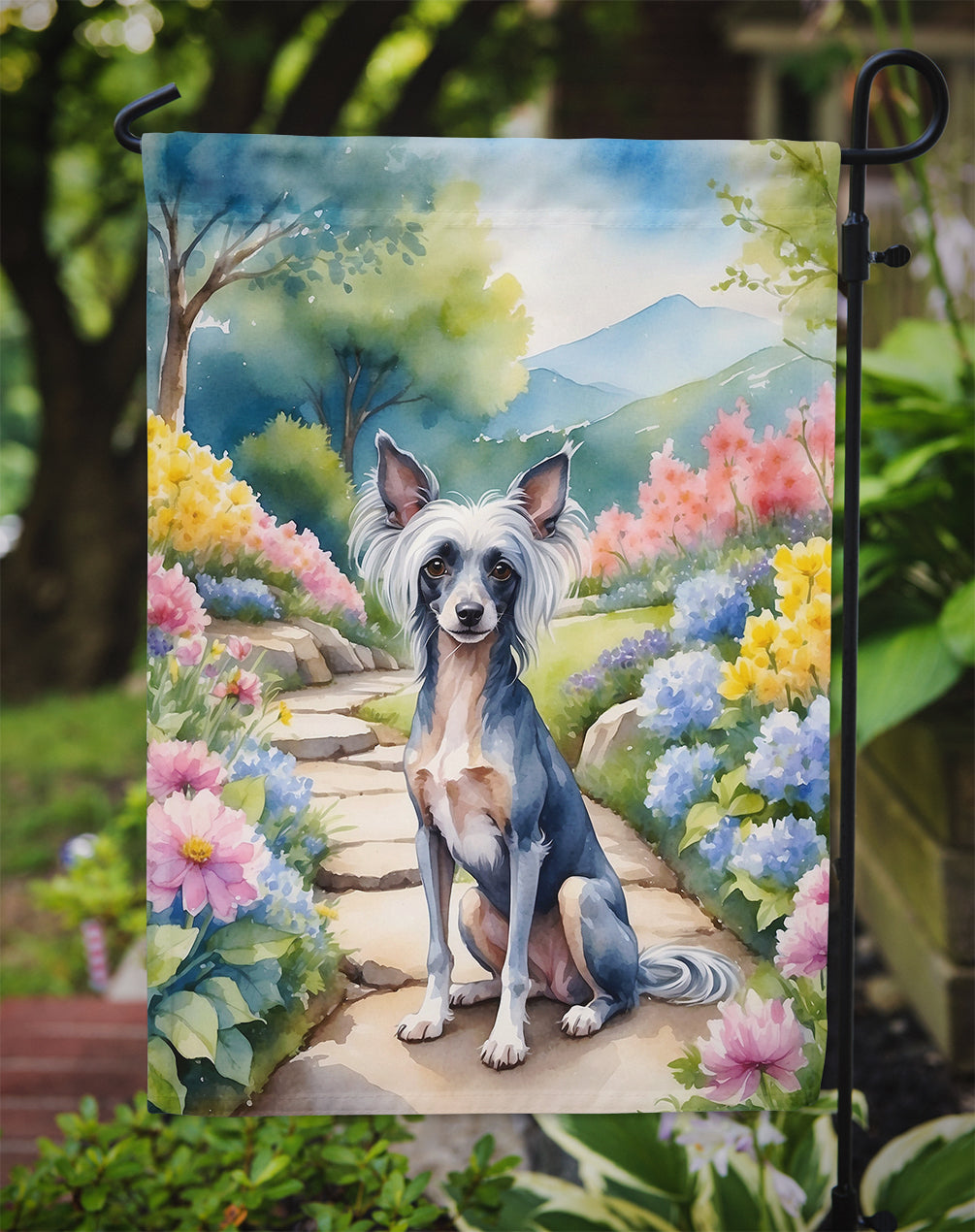 Chinese Crested Spring Path Garden Flag