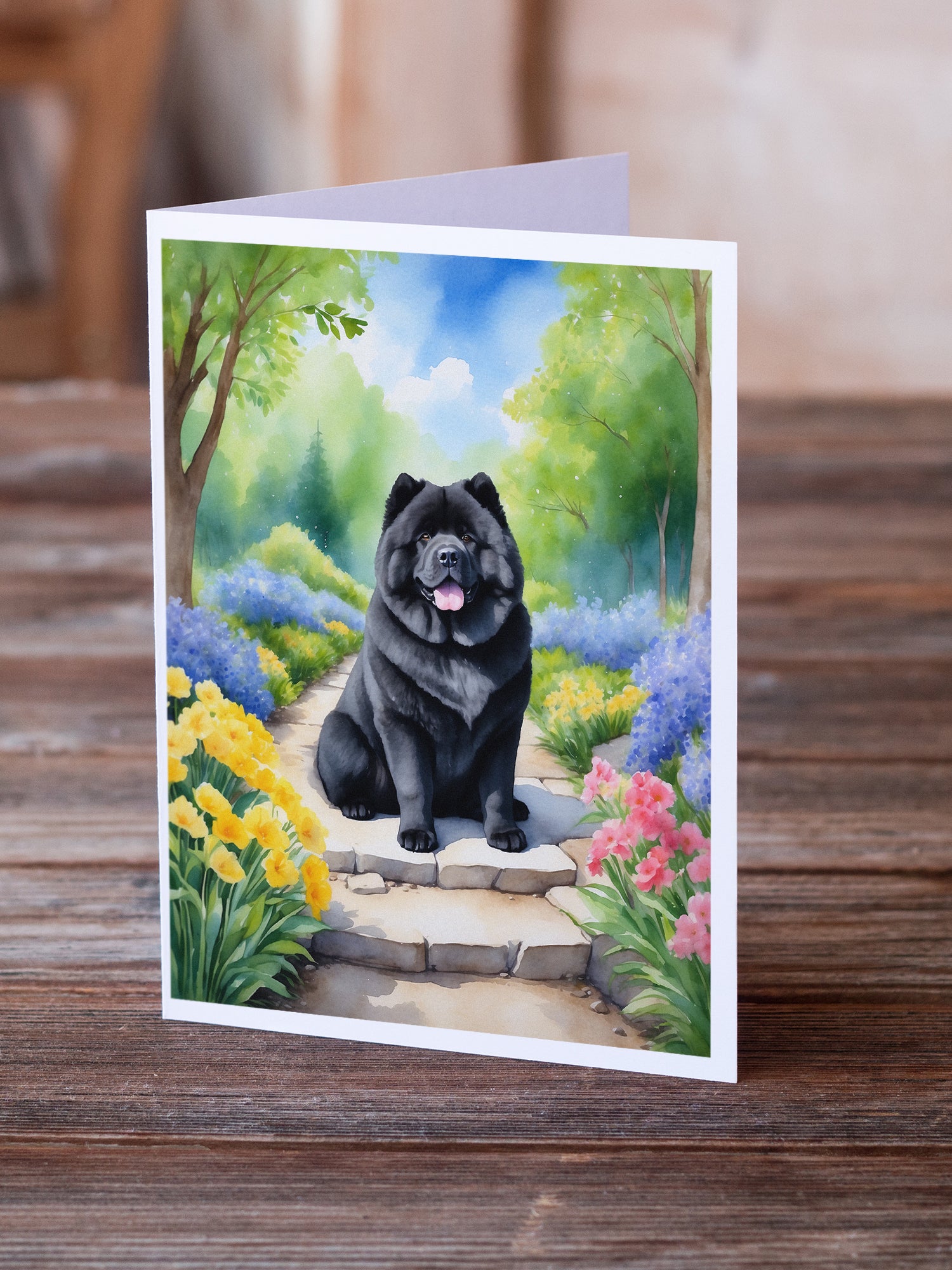 Chow Chow Spring Path Greeting Cards Pack of 8