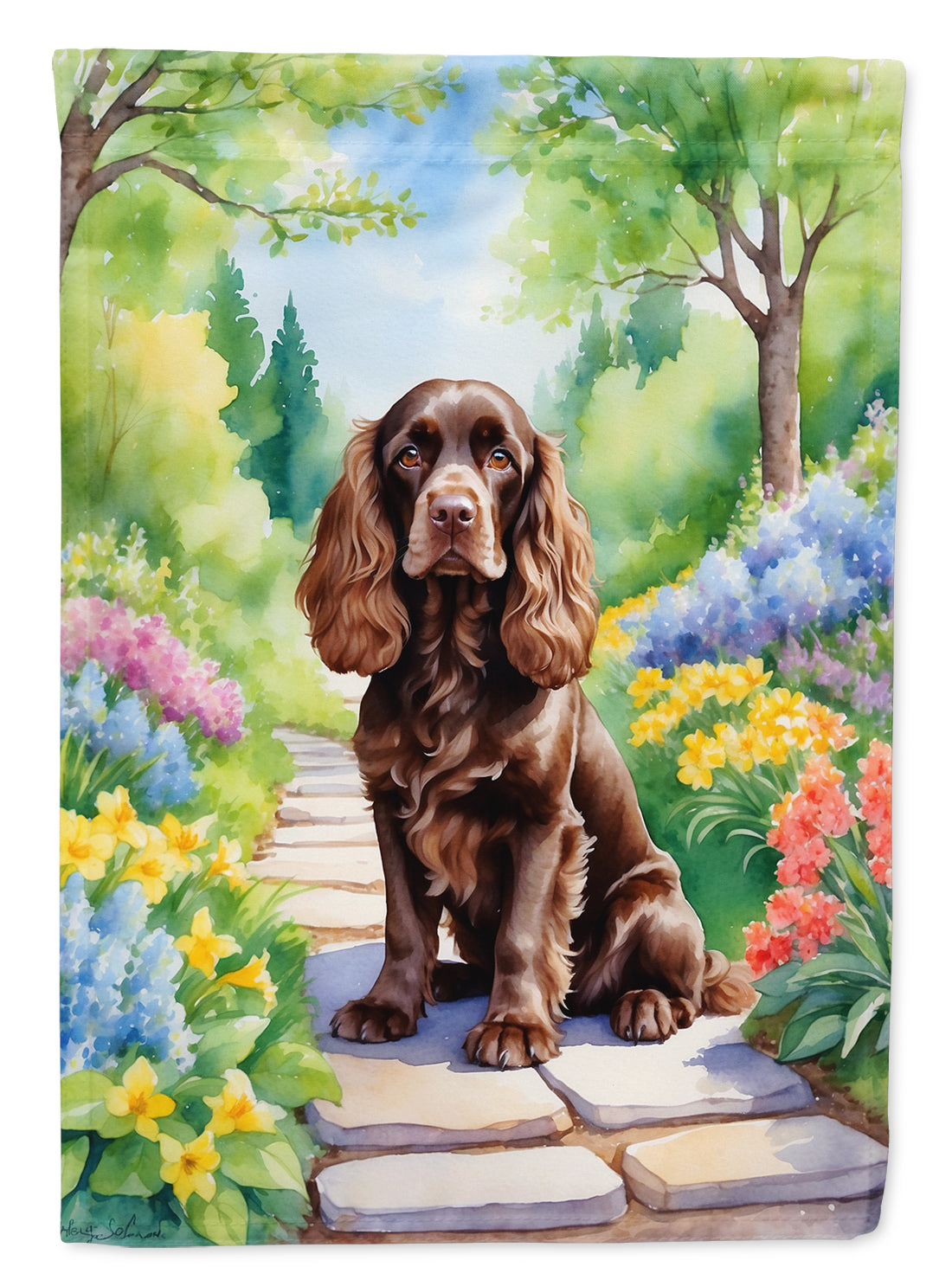 Buy this Cocker Spaniel Spring Path House Flag