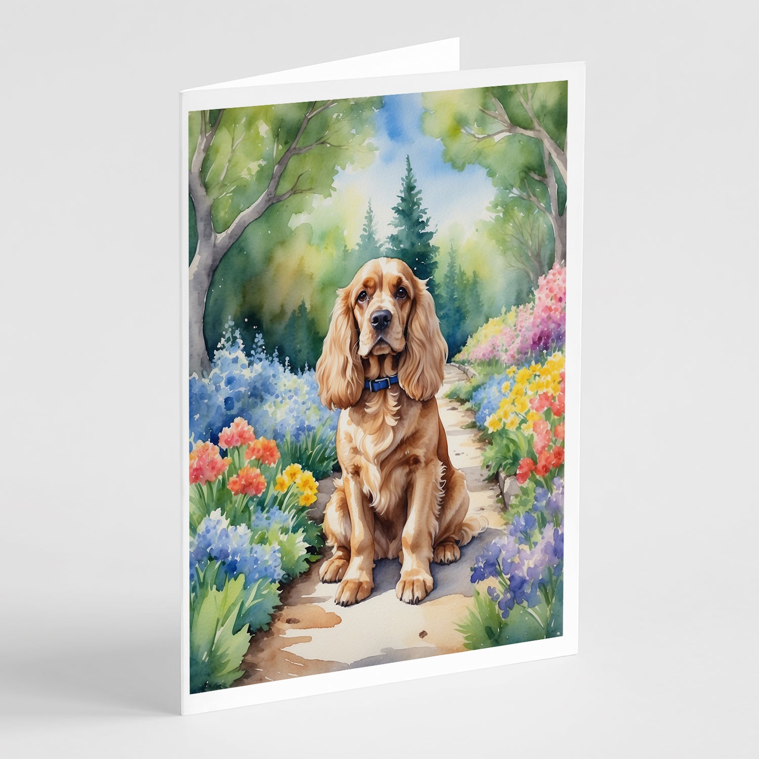 Buy this Cocker Spaniel Spring Path Greeting Cards Pack of 8