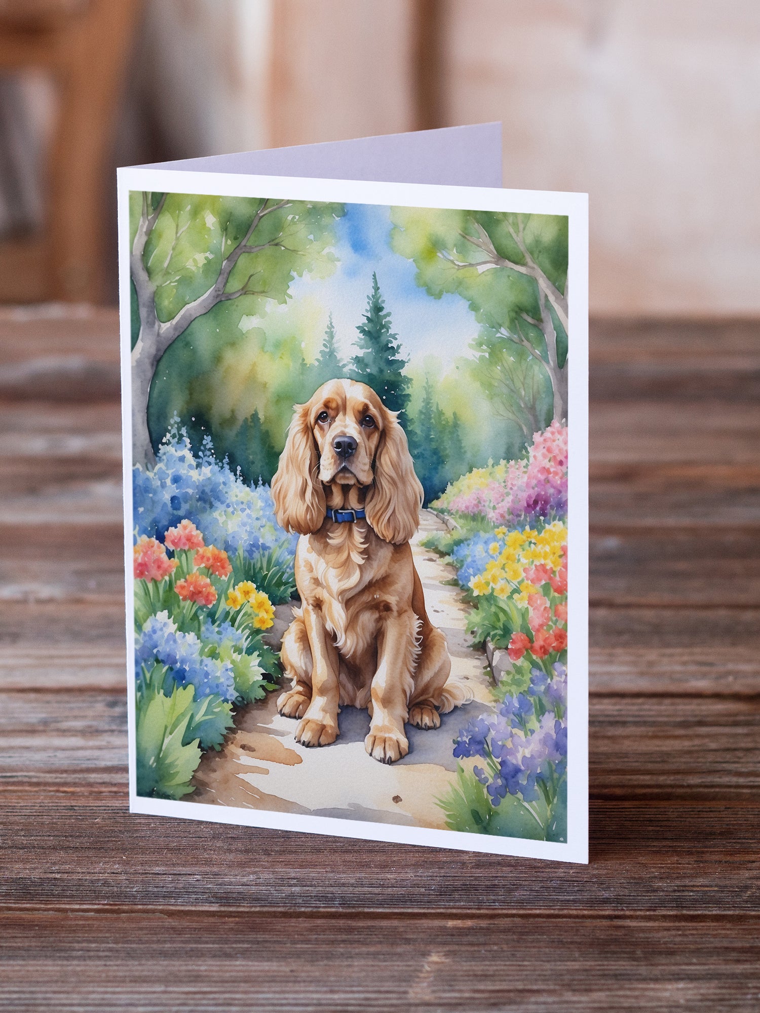 Buy this Cocker Spaniel Spring Path Greeting Cards Pack of 8