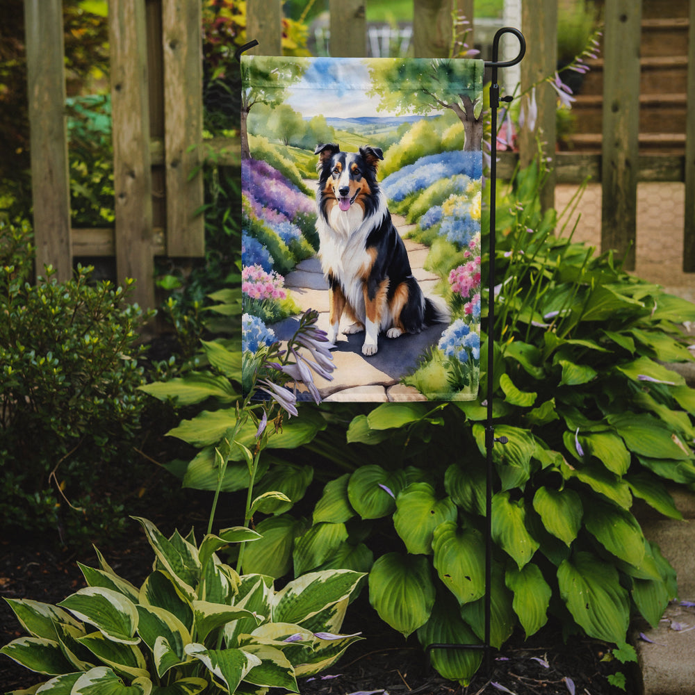 Collie Spring Path Garden Flag