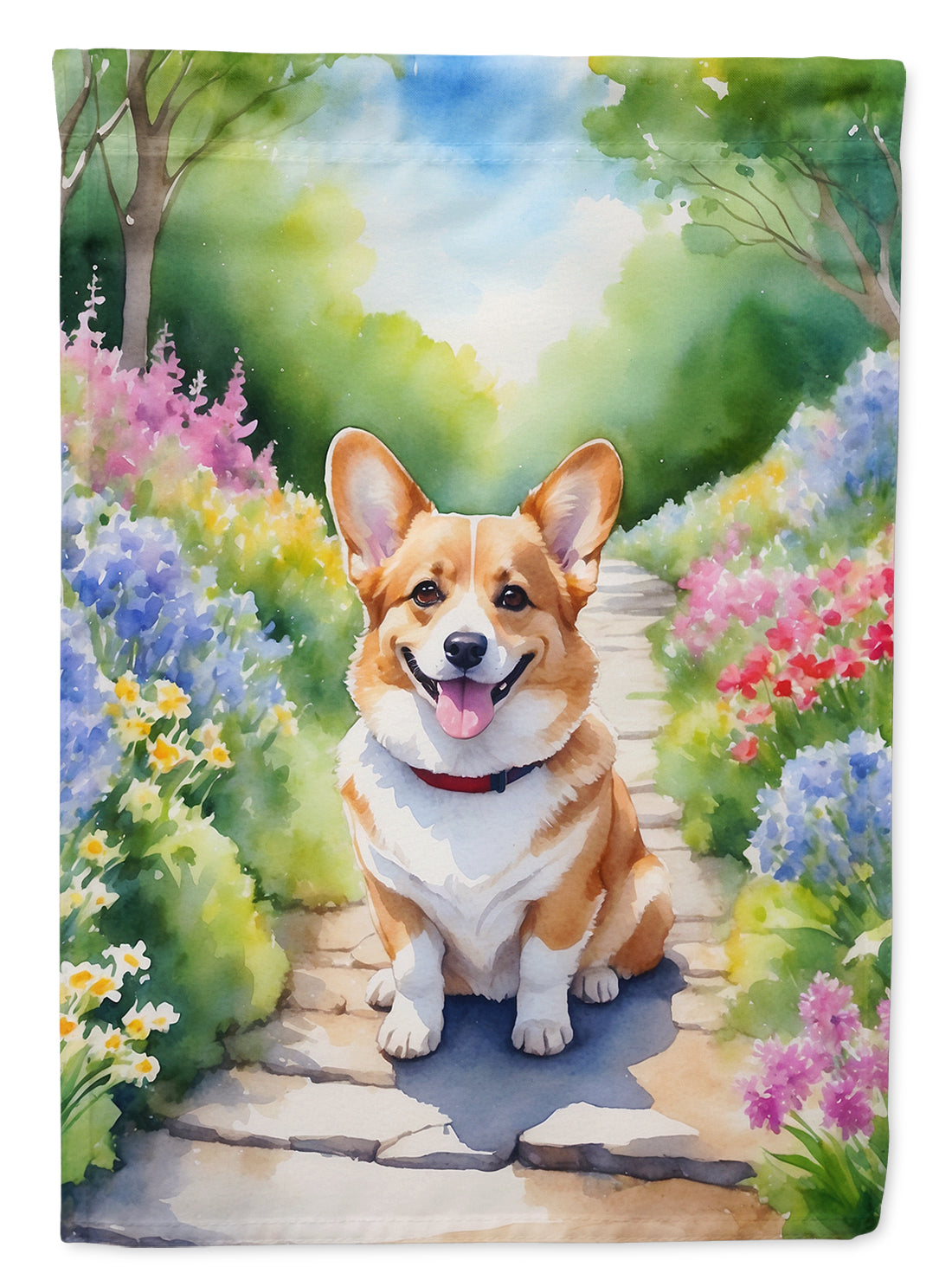 Buy this Corgi Spring Path Garden Flag