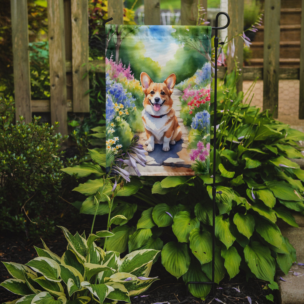 Buy this Corgi Spring Path Garden Flag