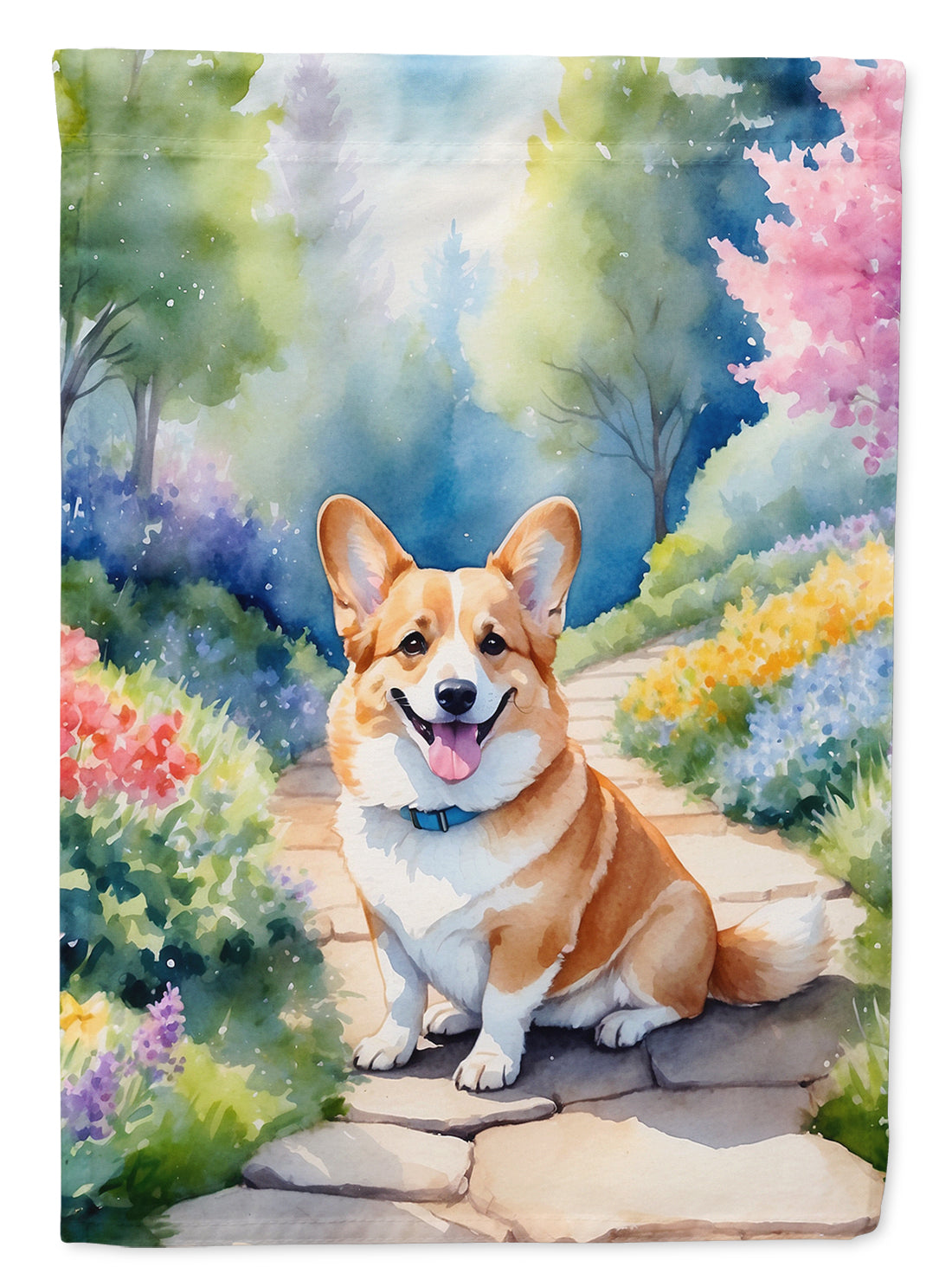 Buy this Corgi Spring Path House Flag