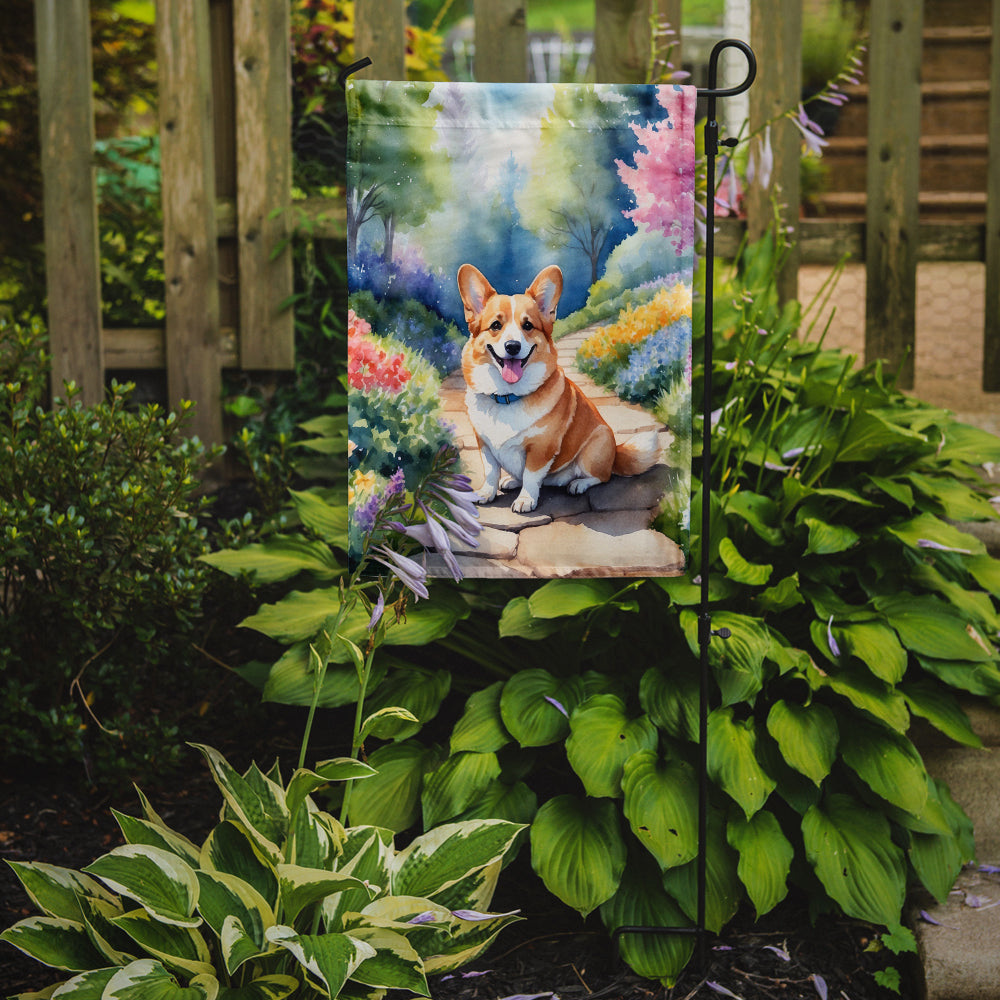 Buy this Corgi Spring Path Garden Flag