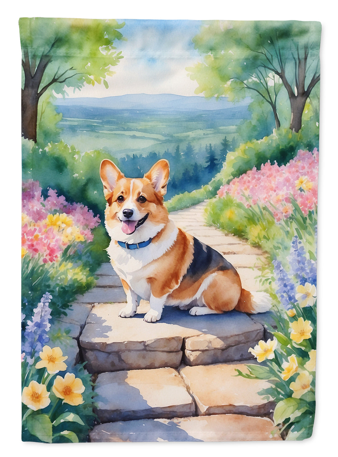 Buy this Corgi Spring Path House Flag