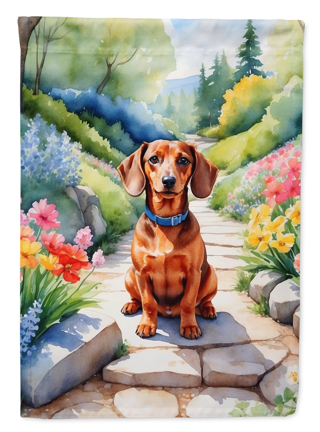 Buy this Dachshund Spring Path House Flag