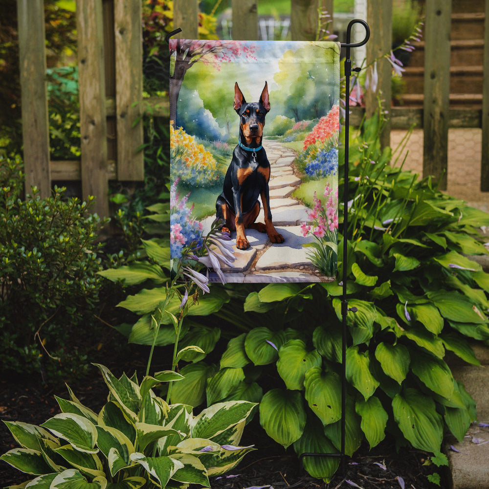 Buy this Doberman Pinscher Spring Path Garden Flag