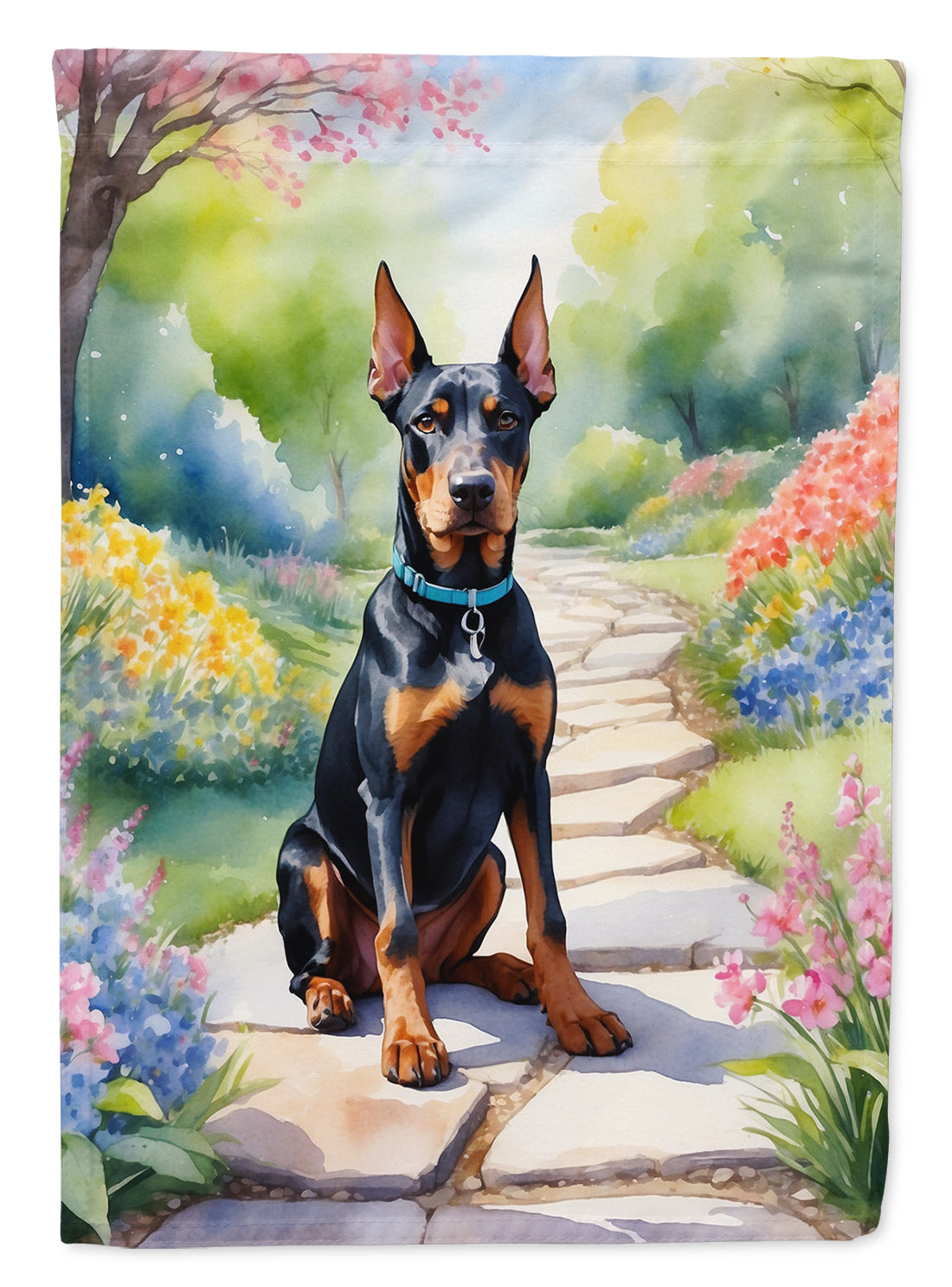 Buy this Doberman Pinscher Spring Path Garden Flag