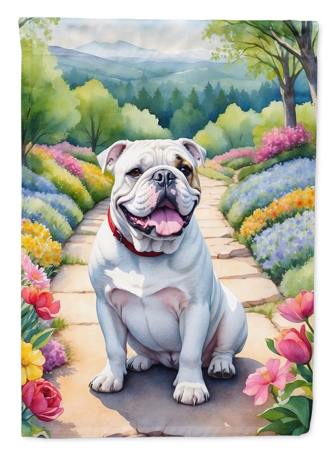 Buy this English Bulldog Spring Path House Flag