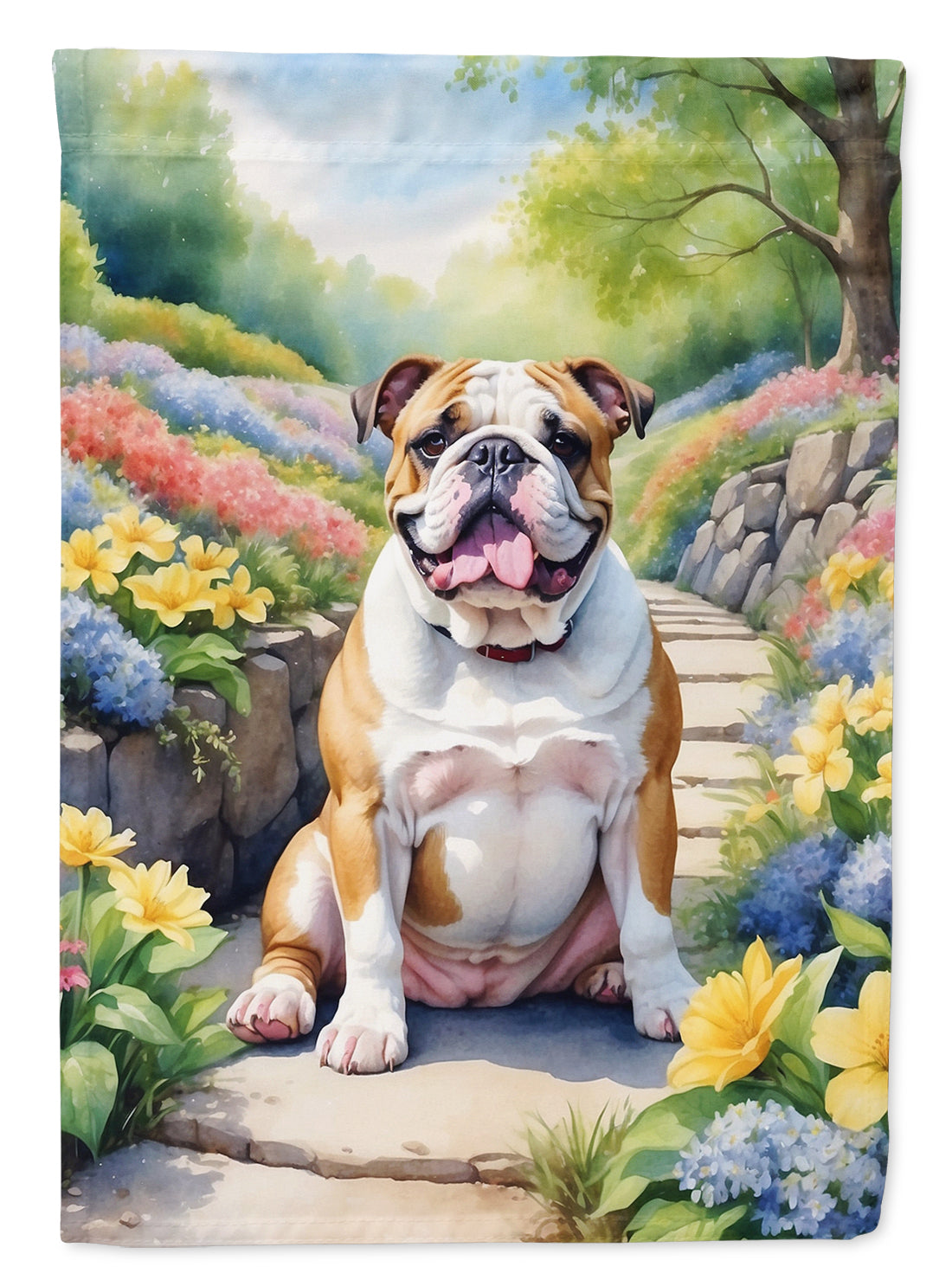 Buy this English Bulldog Spring Path House Flag