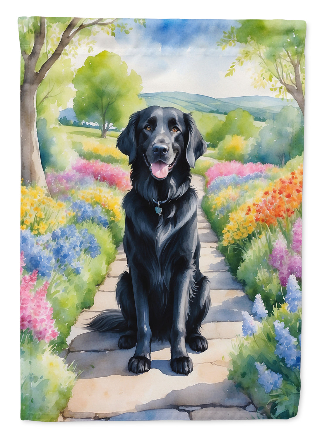 Buy this Flat-Coated Retriever Spring Path Garden Flag