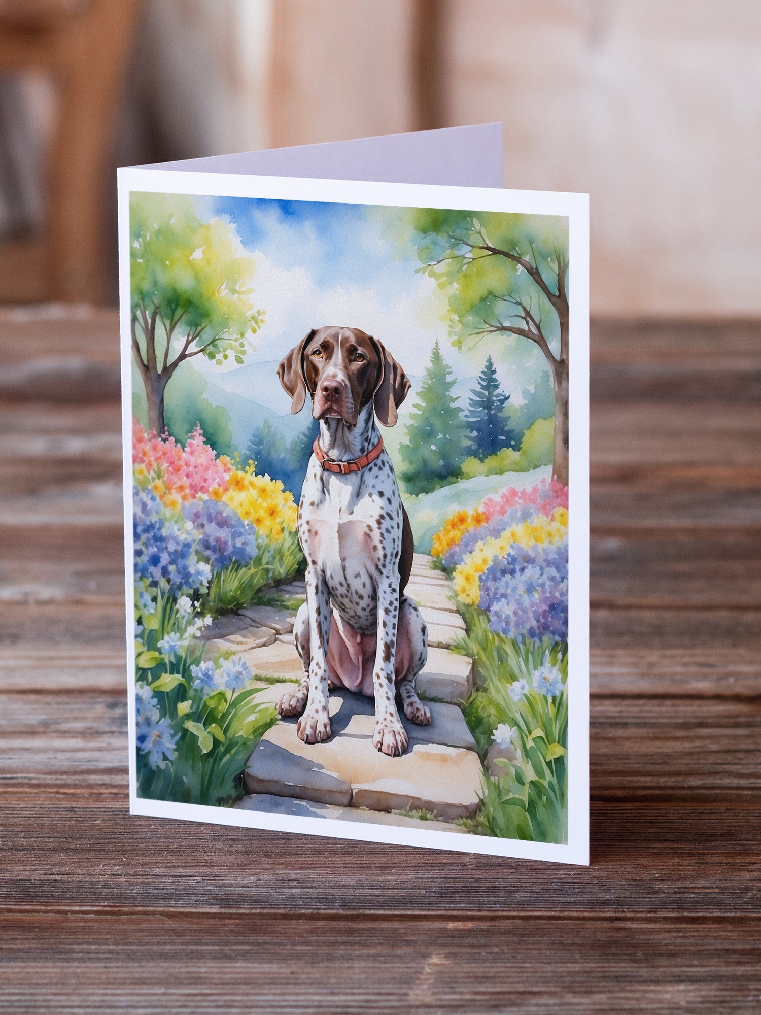 Buy this German Shorthaired Pointer Spring Path Greeting Cards Pack of 8