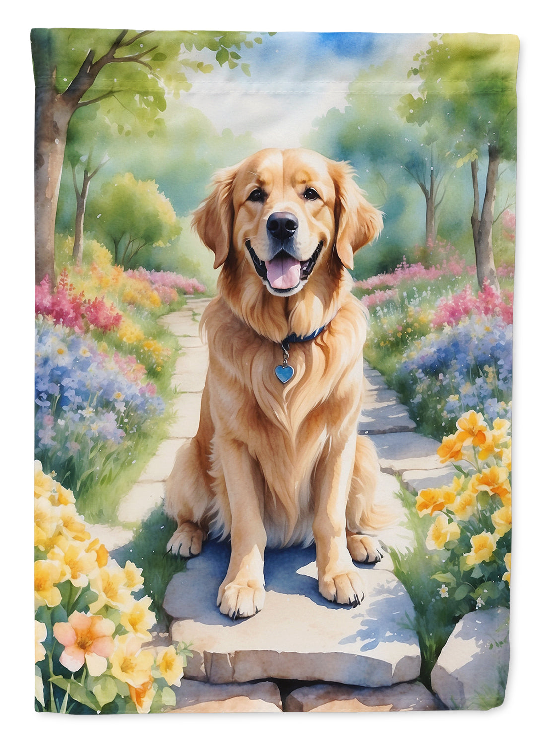 Buy this Golden Retriever Spring Path House Flag