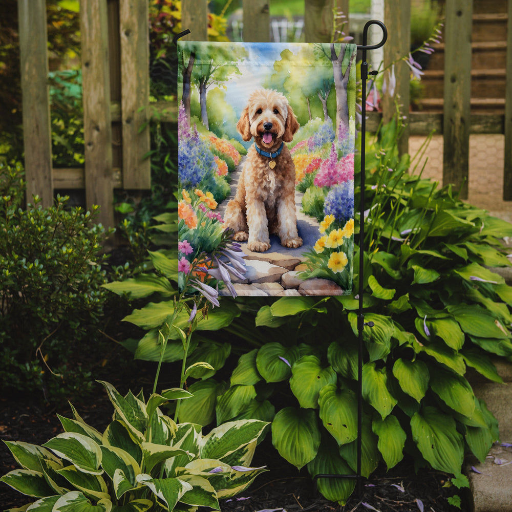 Buy this Goldendoodle Spring Path Garden Flag