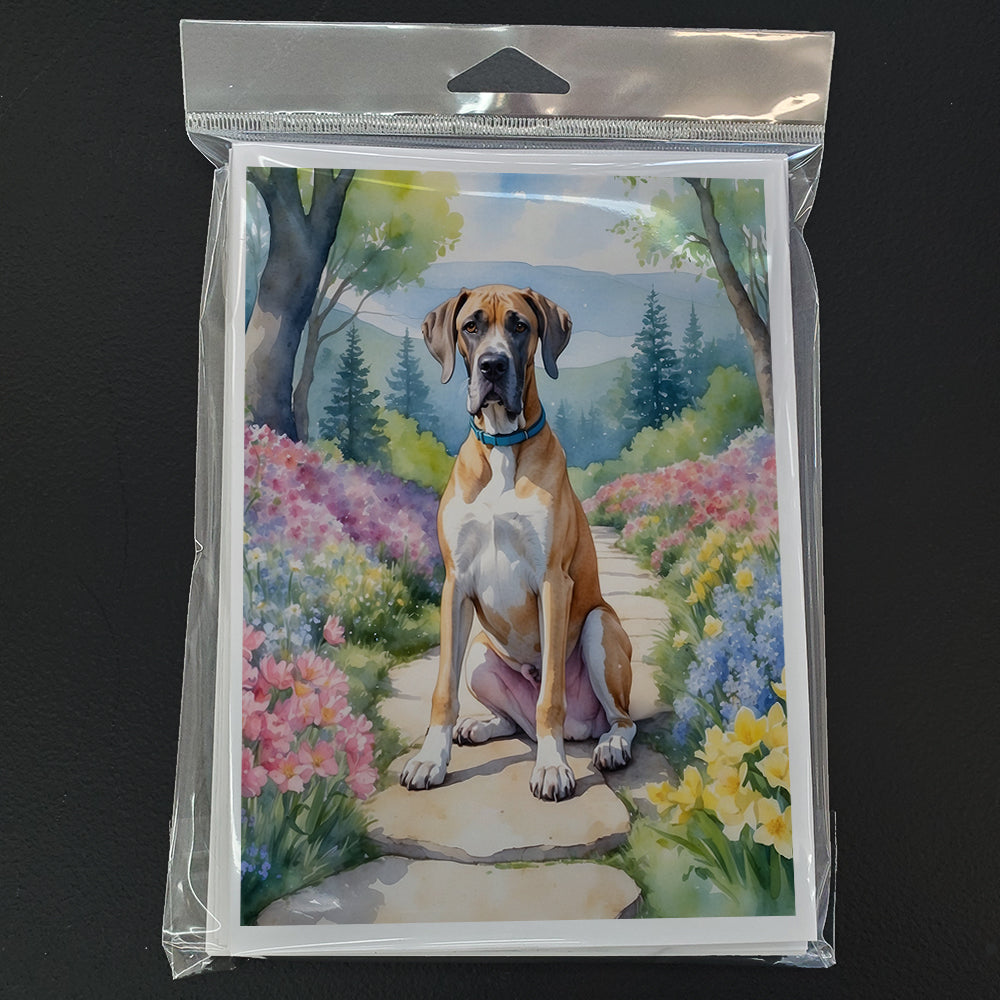 Great Dane Spring Path Greeting Cards Pack of 8