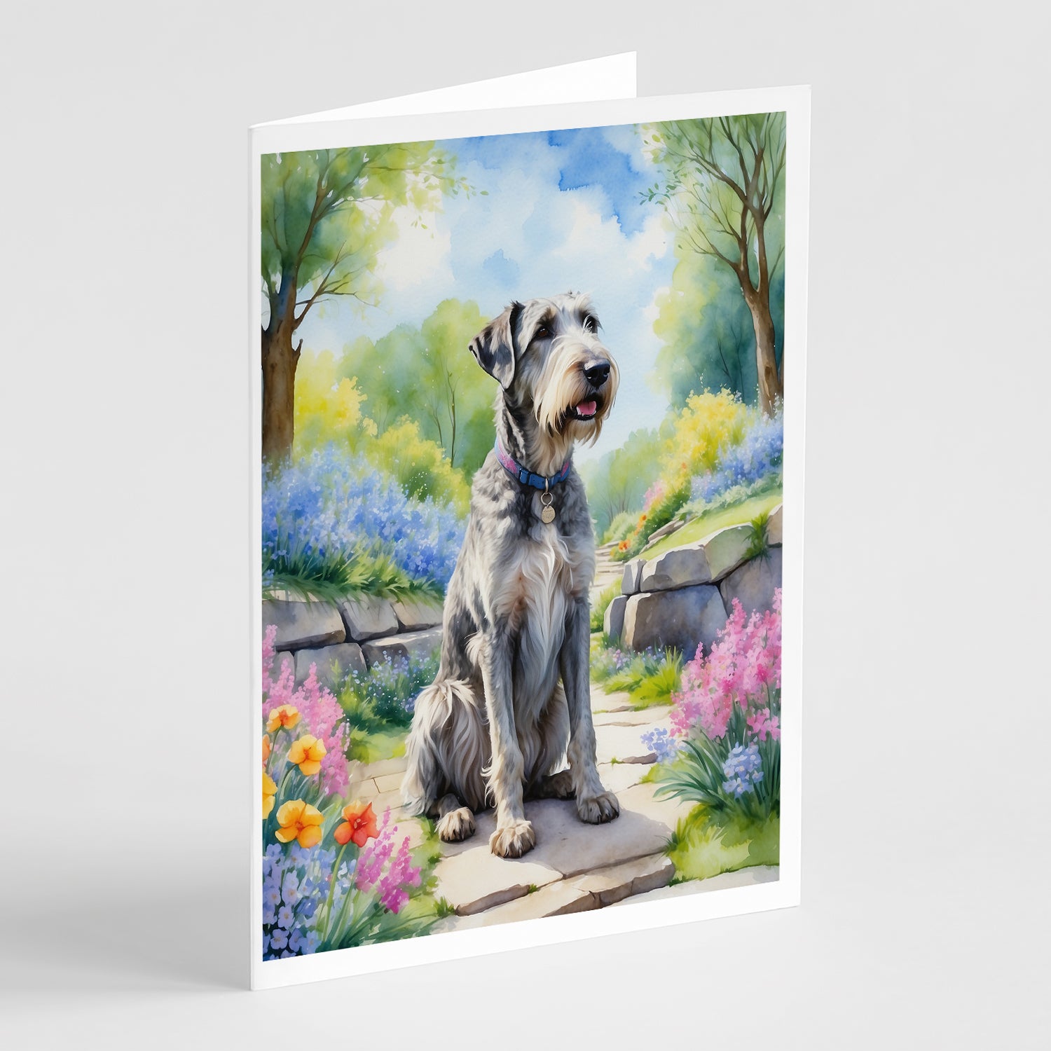 Buy this Irish Wolfhound Spring Path Greeting Cards Pack of 8