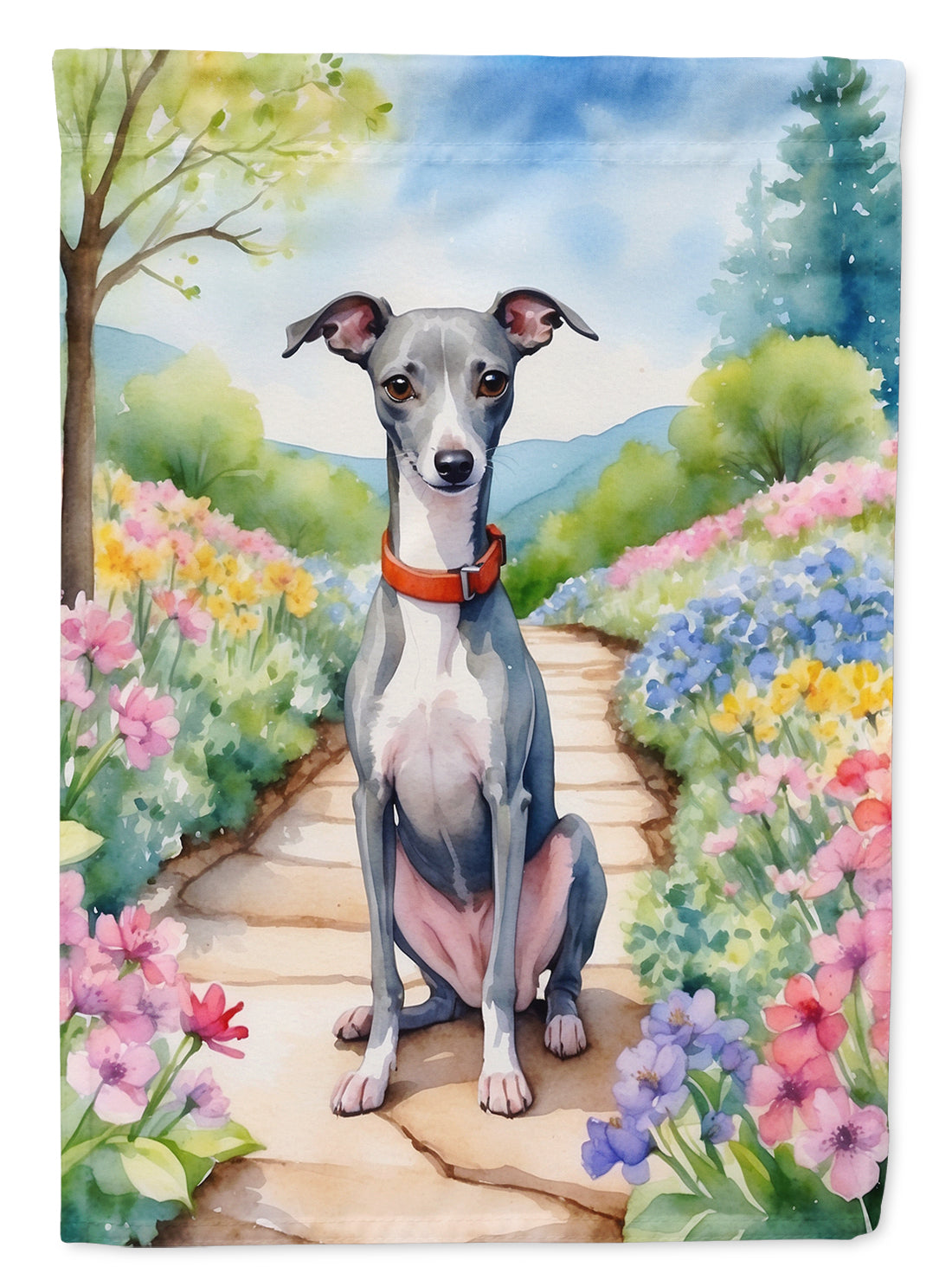 Buy this Italian Greyhound Spring Path House Flag