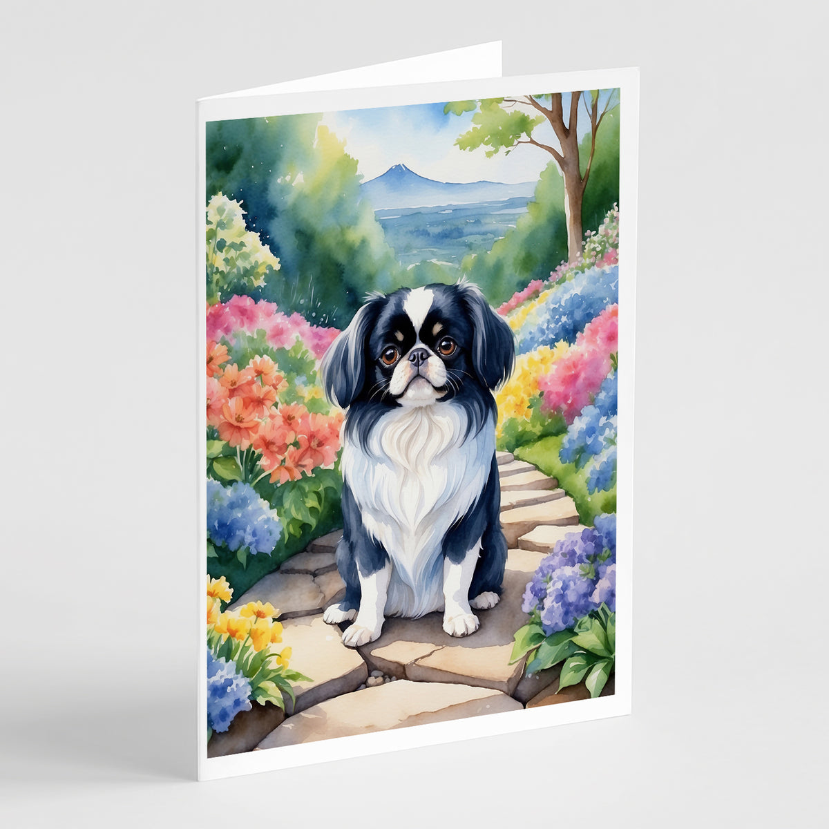 Buy this Japanese Chin Spring Path Greeting Cards Pack of 8