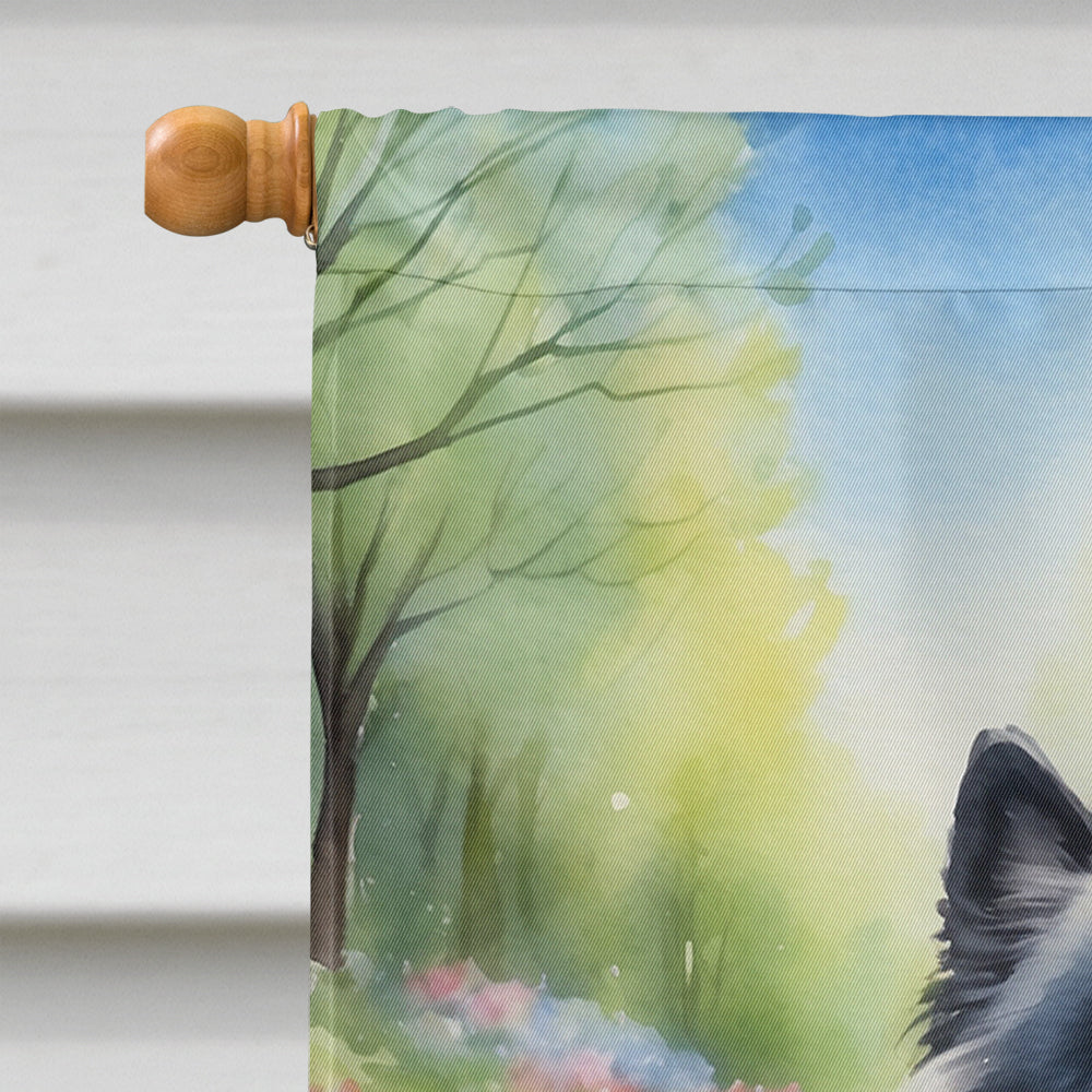 Keeshond Spring Path House Flag