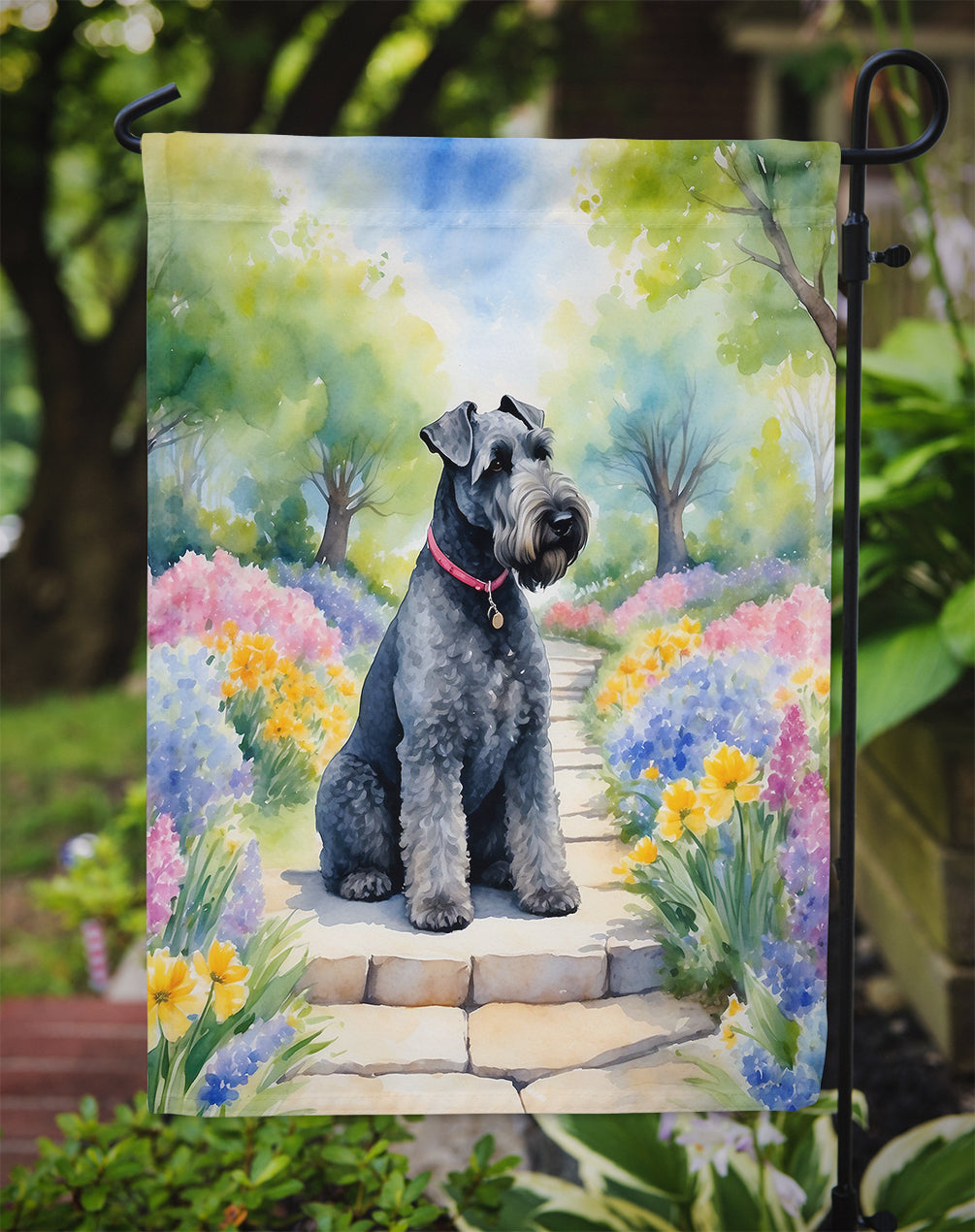 Kerry Blue Terrier Spring Path Garden Flag