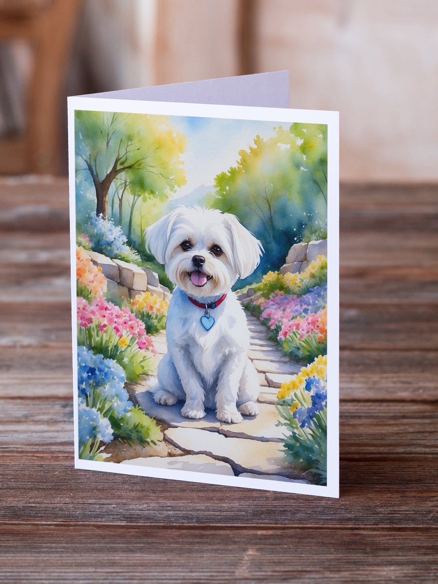 Buy this Maltese Spring Path Greeting Cards Pack of 8