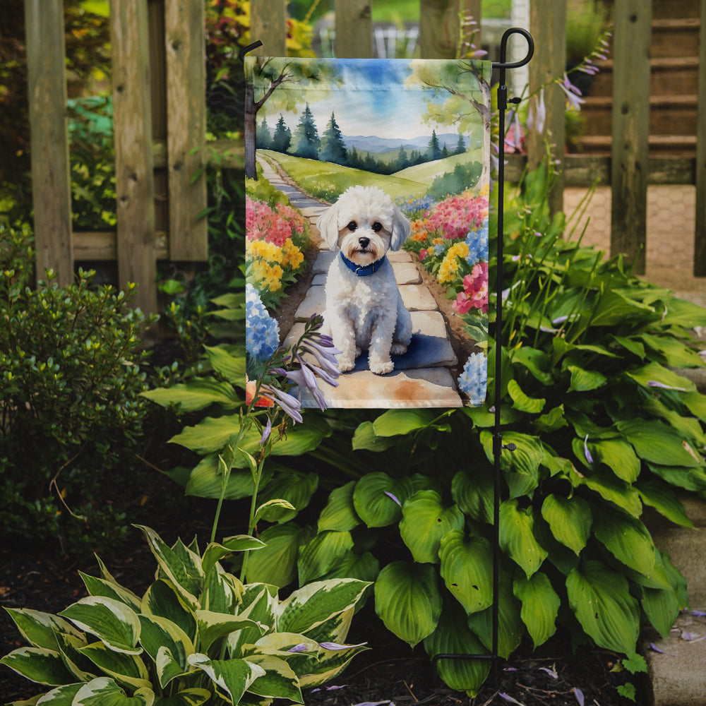 Maltipoo Spring Path Garden Flag