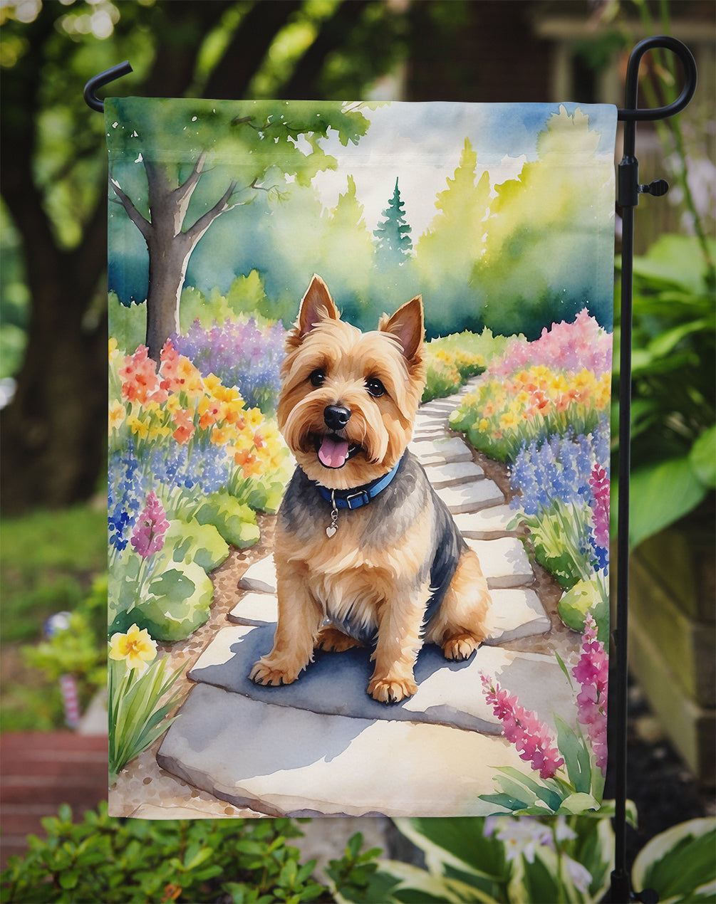 Norwich Terrier Spring Path Garden Flag