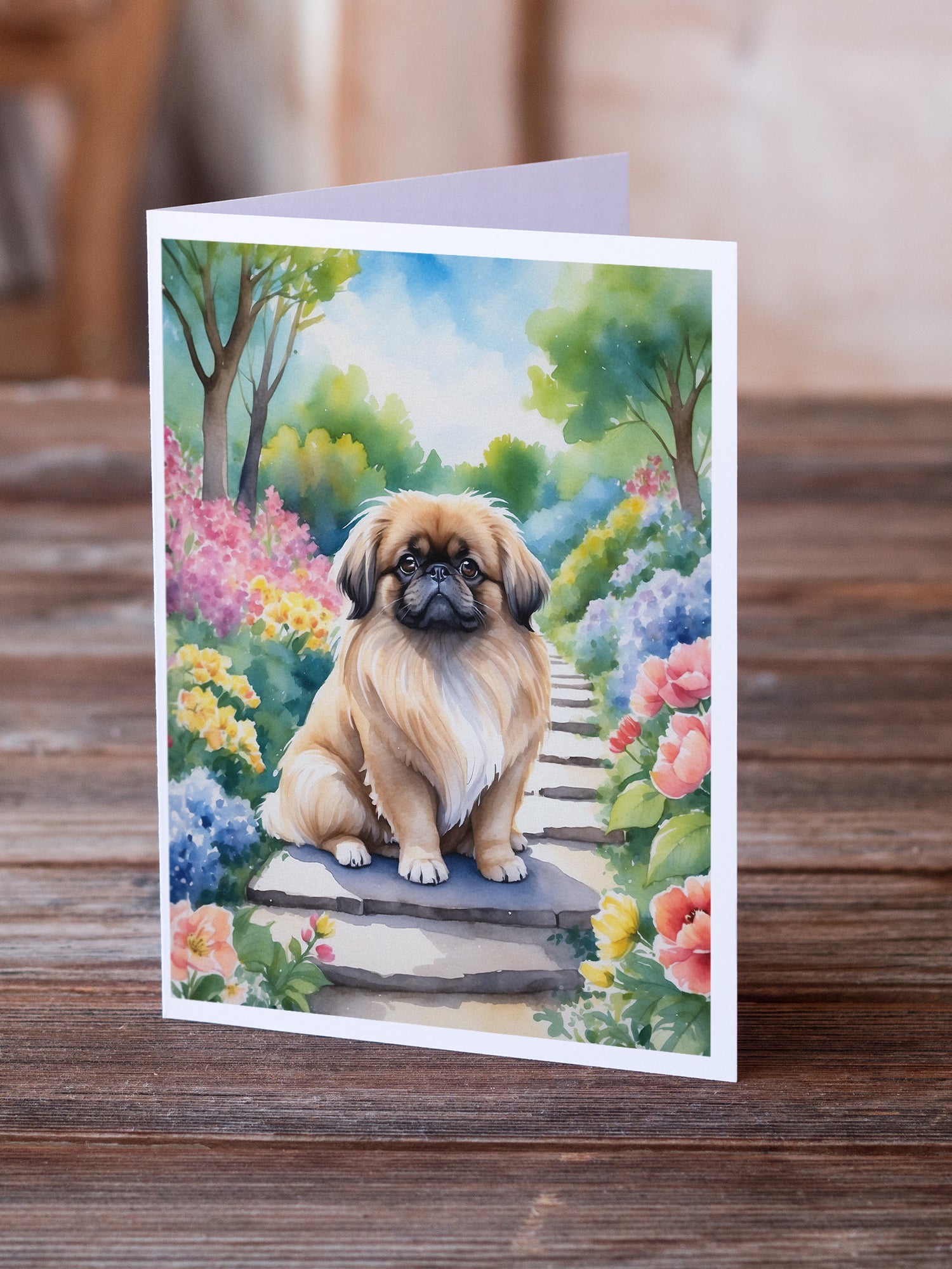 Buy this Pekingese Spring Path Greeting Cards Pack of 8