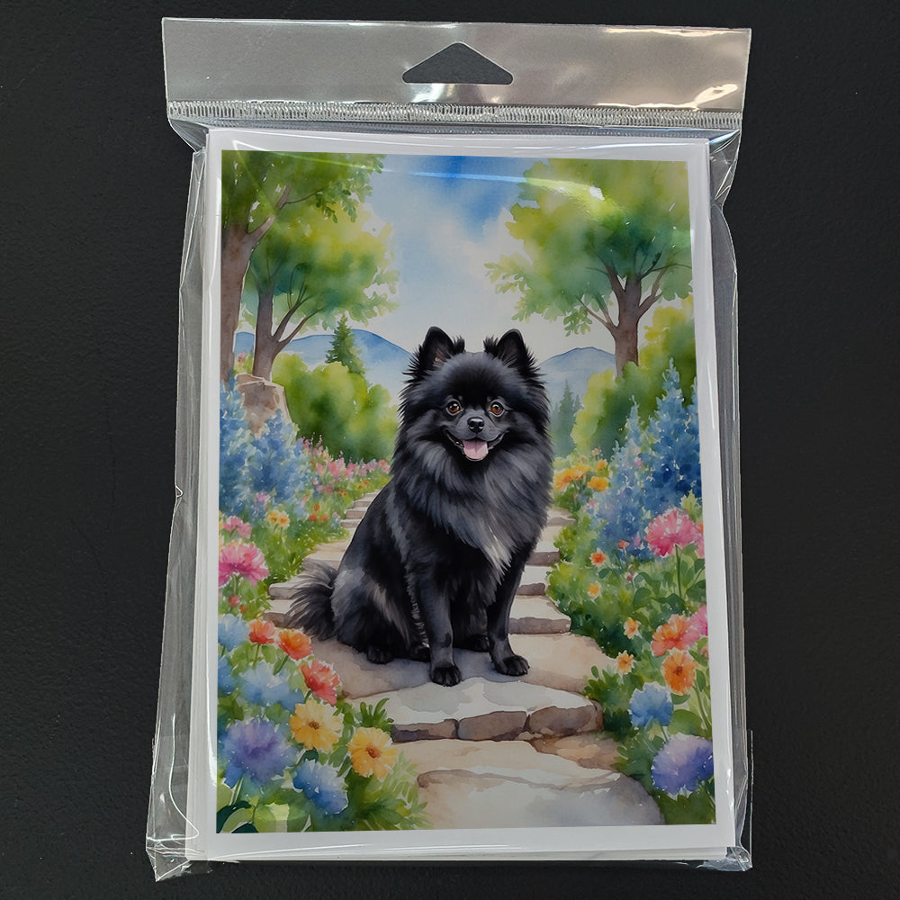 Pomeranian Spring Path Greeting Cards Pack of 8