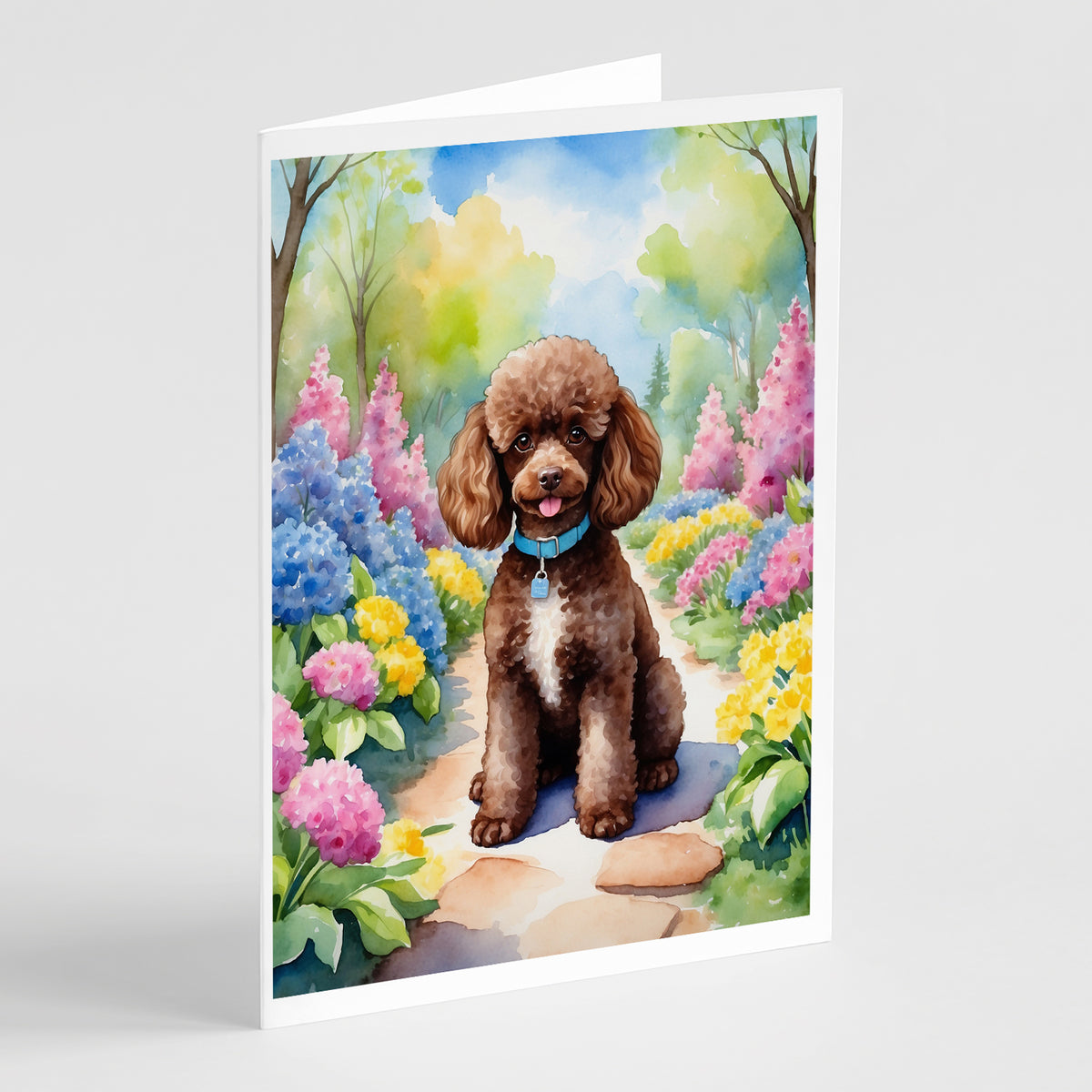 Buy this Chocolate Poodle Spring Path Greeting Cards Pack of 8