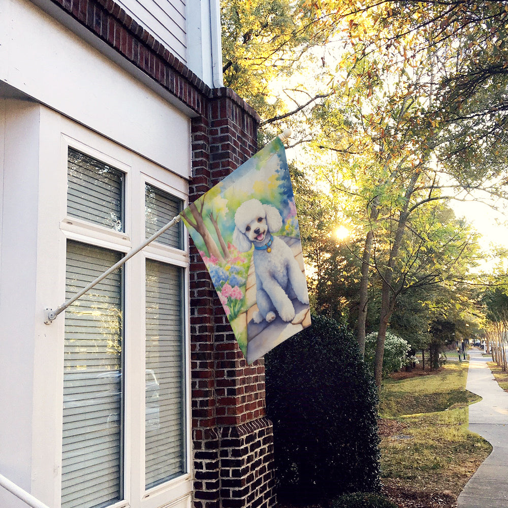 Buy this White Poodle Spring Path House Flag