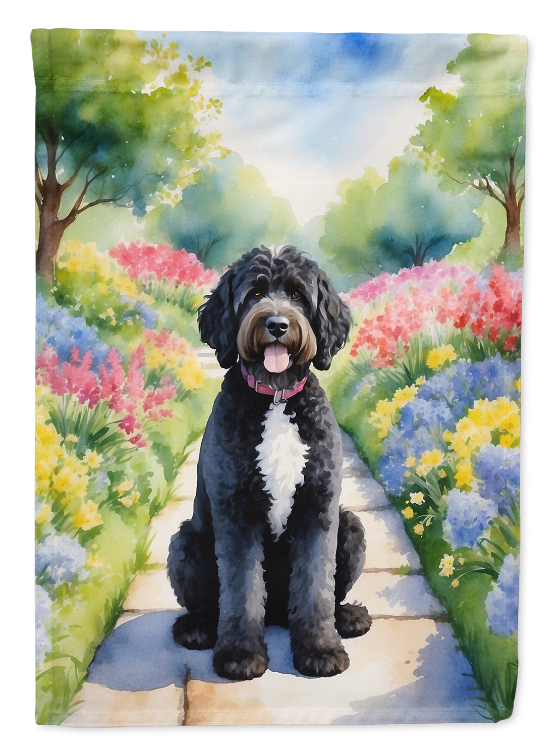 Buy this Portuguese Water Dog Spring Path Garden Flag