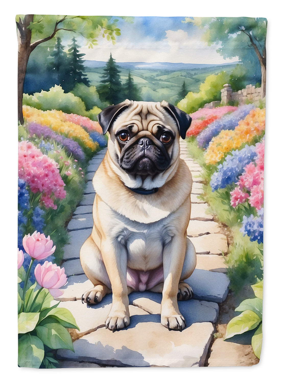 Buy this Pug Spring Path Garden Flag