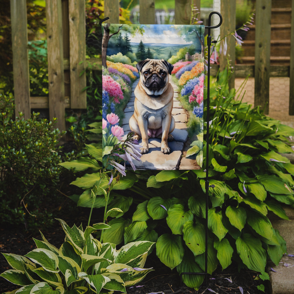 Pug Spring Path Garden Flag