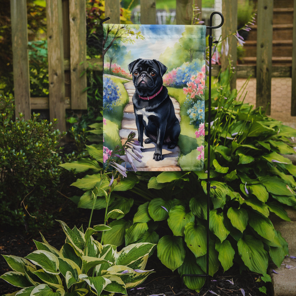 Buy this Black Pug Spring Path Garden Flag