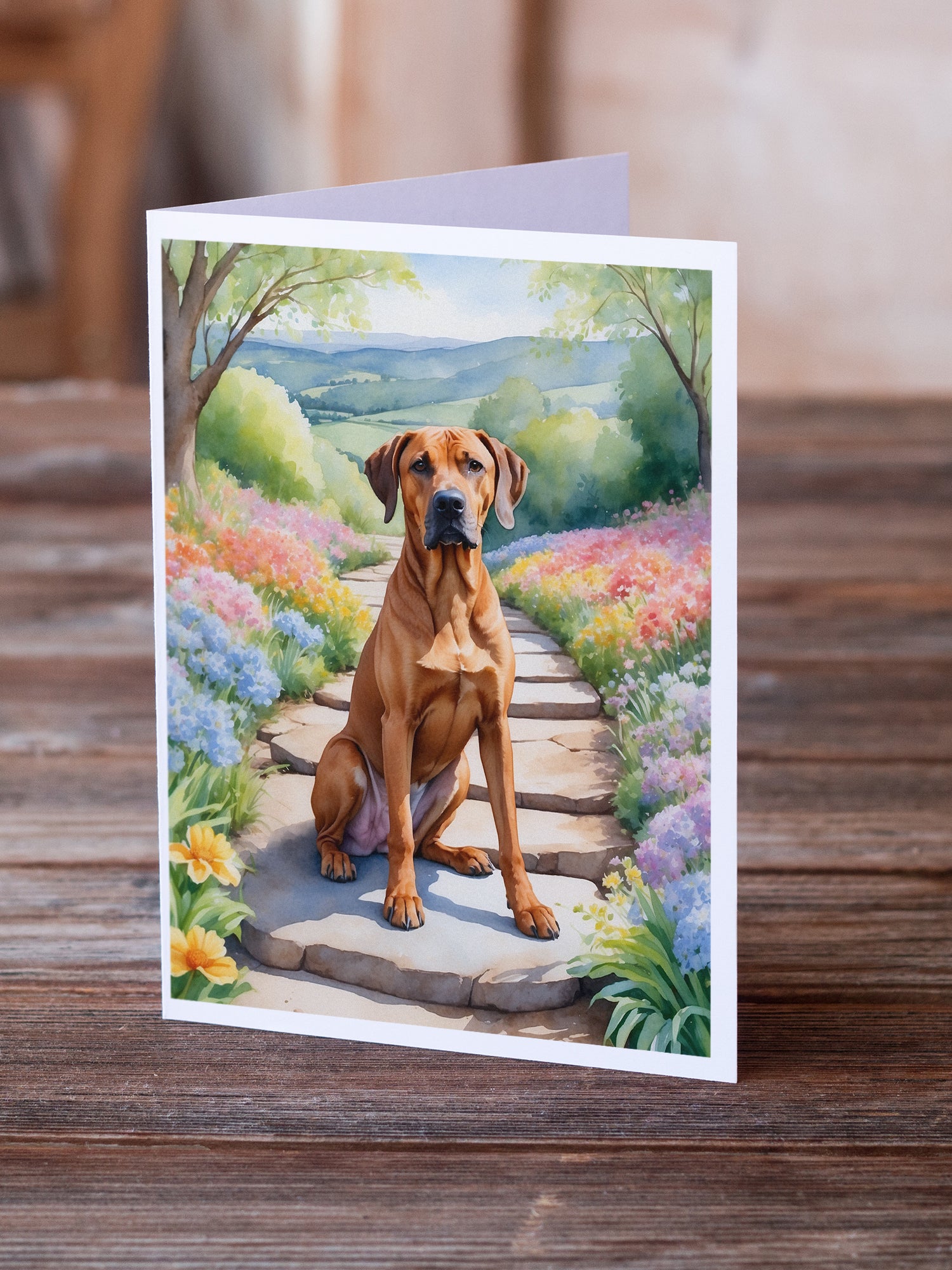 Buy this Rhodesian Ridgeback Spring Path Greeting Cards Pack of 8