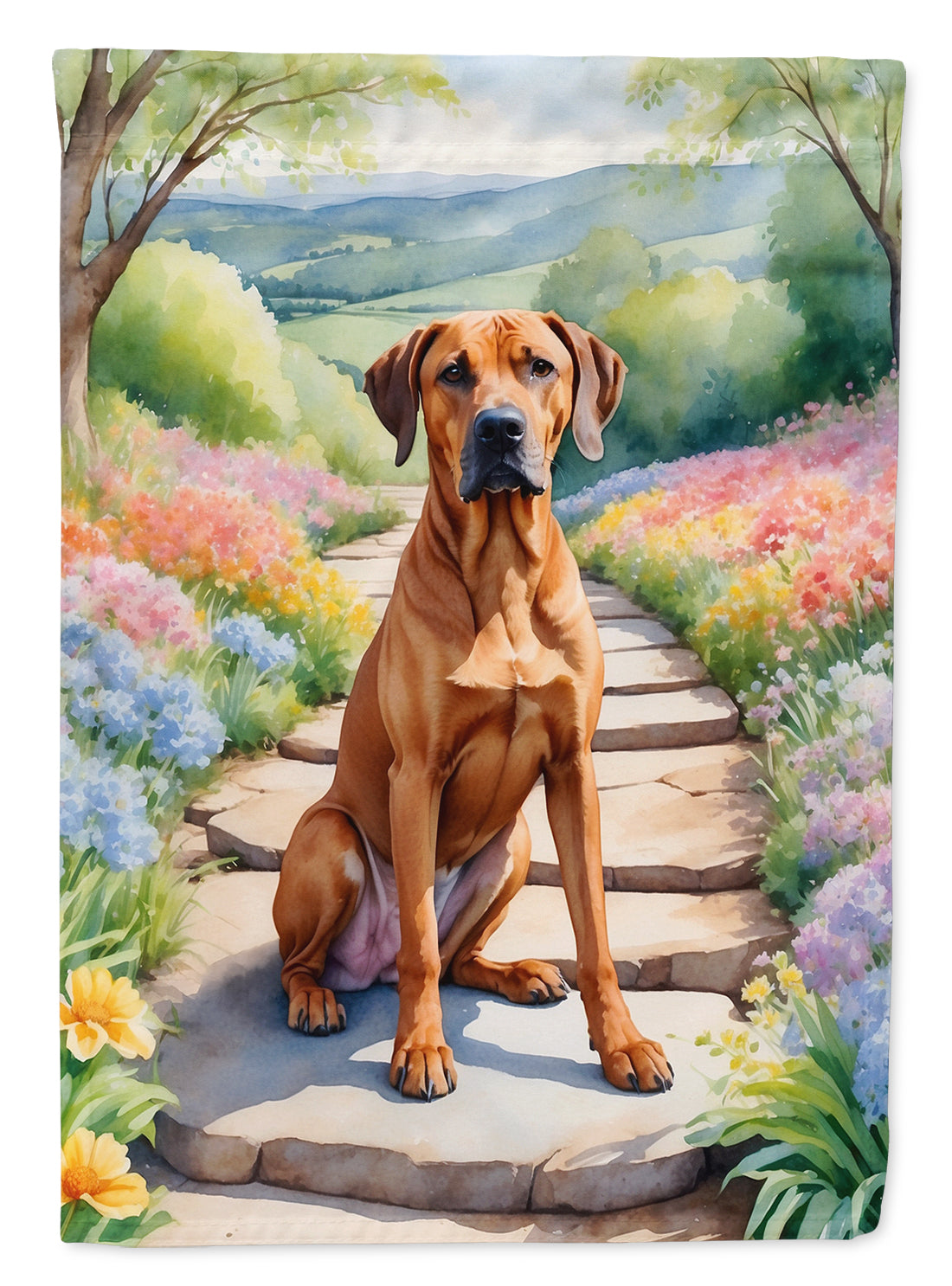 Buy this Rhodesian Ridgeback Spring Path Garden Flag