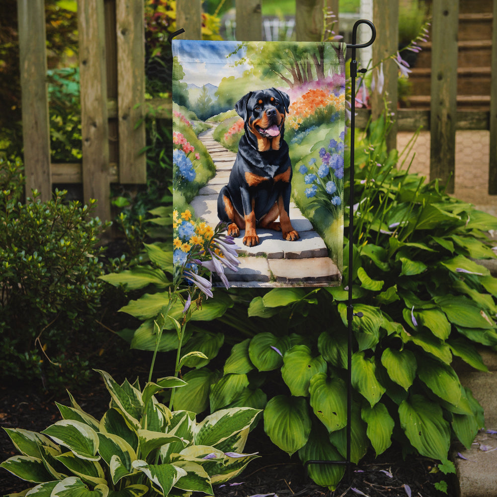 Rottweiler Spring Path Garden Flag