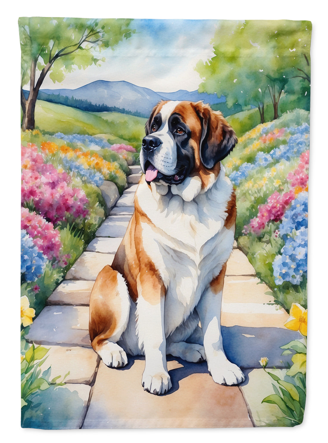 Buy this Saint Bernard Spring Path House Flag