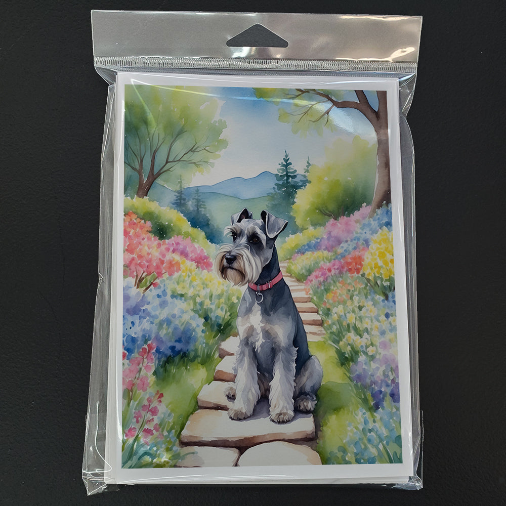 Schnauzer Spring Path Greeting Cards Pack of 8