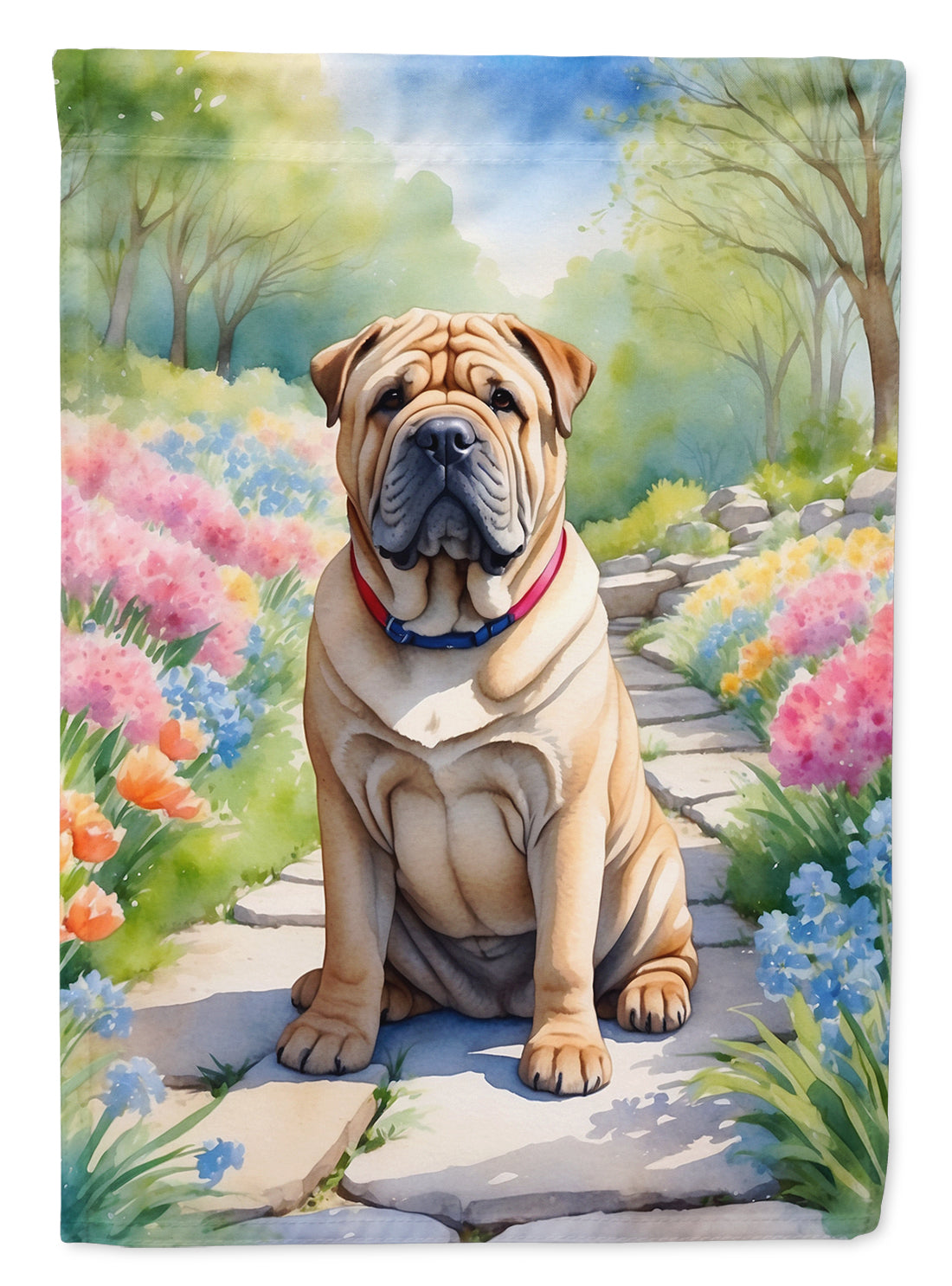 Buy this Shar Pei Spring Path House Flag