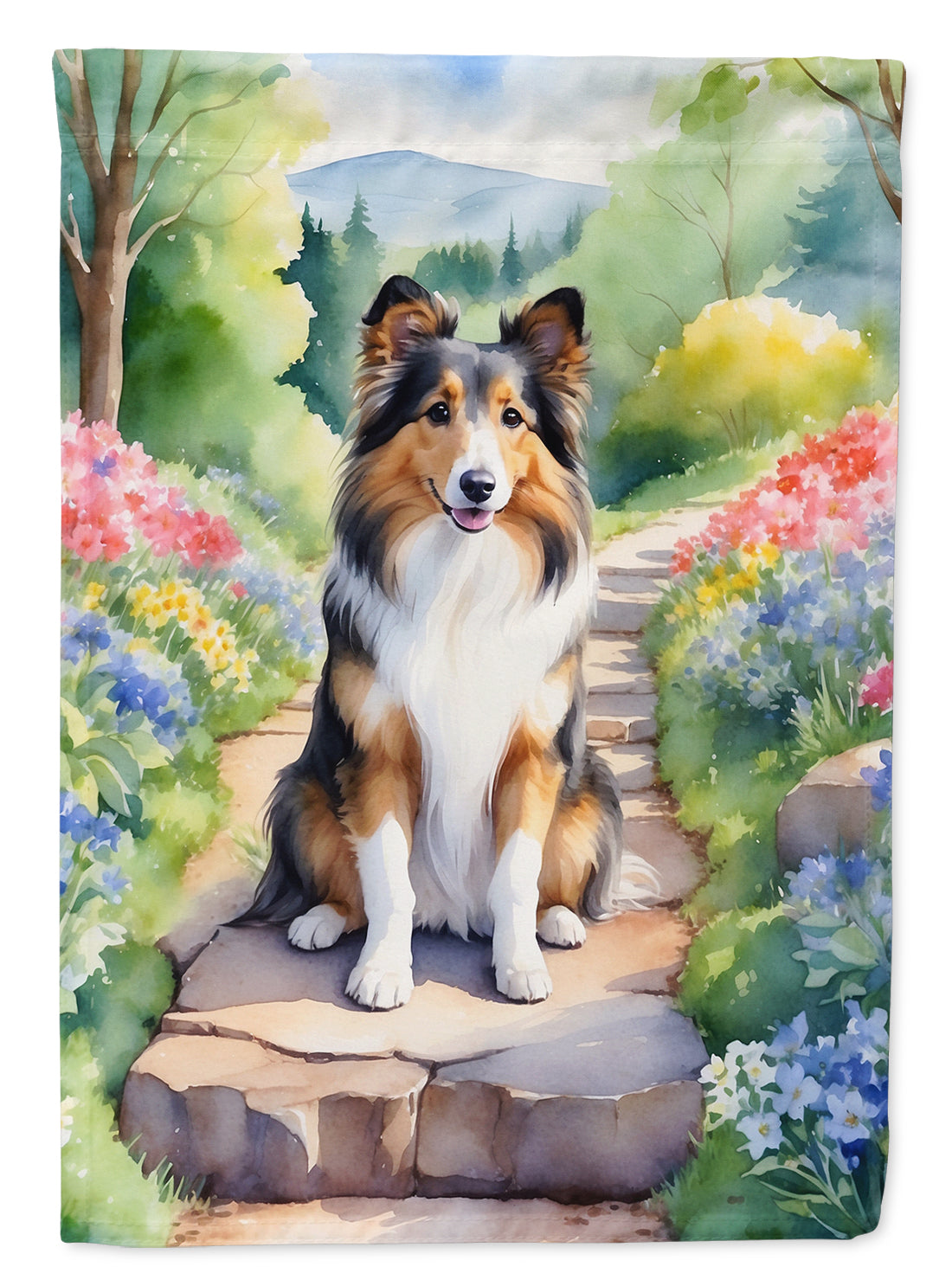 Buy this Sheltie Spring Path Garden Flag